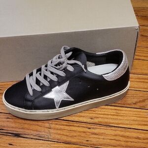 Black and Silver Star Sneakers